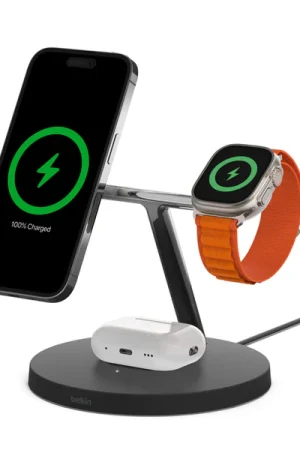 3-in-1 Wireless Charger with Official MagSafe Charging 15W